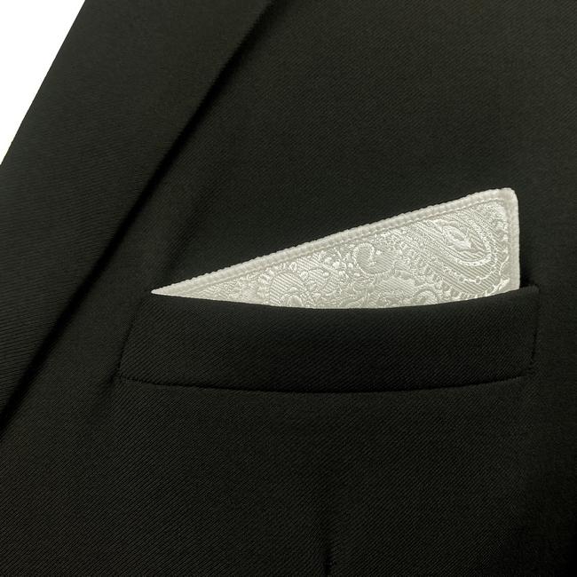 shlax & wing EH31 White Paisley Silk Mens Pocket Square Fashion Novelty Handkerchief Dress Classic Hanky Últimos 3 días