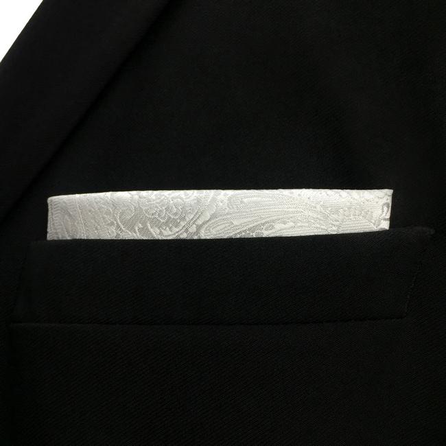 shlax & wing EH31 White Paisley Silk Mens Pocket Square Fashion Novelty Handkerchief Dress Classic Hanky Últimos 3 días