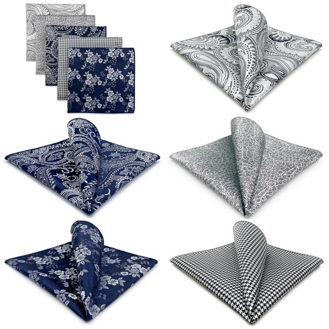 shlax & wing 5 Pieces Mens Pocket Square Brand New Gift Classic Acceossories Handkerchiefs Set 5-3 Superdescuento
