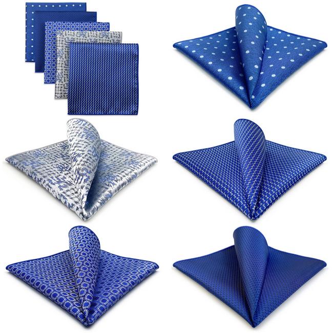 shlax & wing 5 Pieces Mens Pocket Square Brand New Gift Classic Acceossories Handkerchiefs Set 5-5 Liquidación