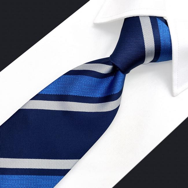shlax & wing A99 Blue Striped Mens Neckties Pocket Square Set Fashion Classic Extra Long Size Dress Ahorra y exporta