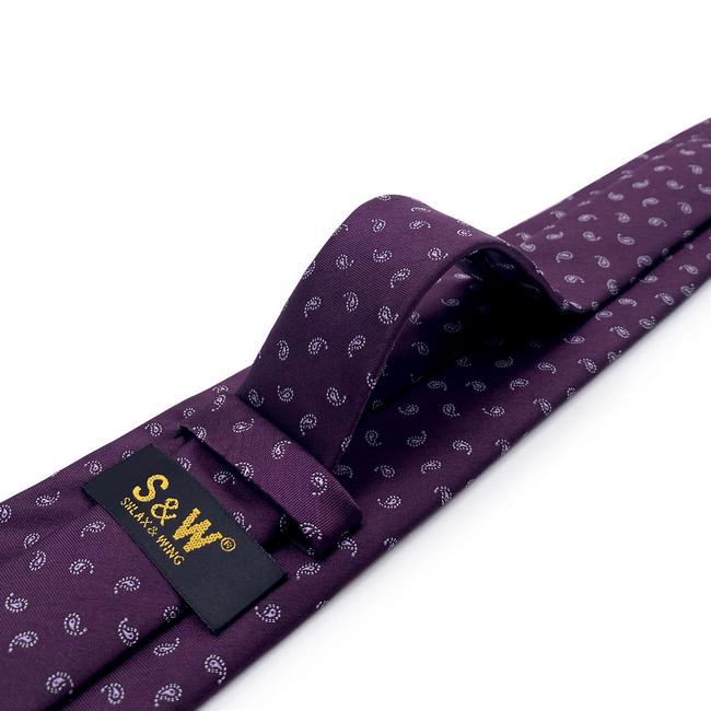 shlax & wing B36 Purple Plum Paisley Mens Neckties Pocket Square Set Classic Fashion Business Extra Long Size Groom Oferta exclusiva