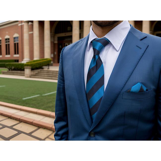 shlax & wing B39 Deep Blue Cerulean Striped Mens Ties Pocket Square Set Fashion Party 63″ Classic Skinny Necktie Gift Ofertas de temporada