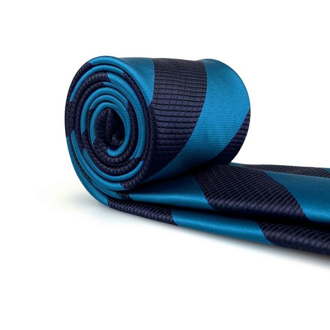 shlax & wing B39 Deep Blue Cerulean Striped Mens Ties Pocket Square Set Fashion Party 63″ Classic Skinny Necktie Gift Ofertas de temporada