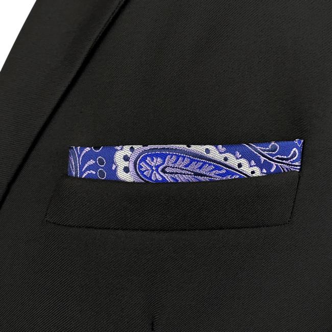 shlax & wing HH34 Blue Paisley Silk Mens Pocket Square Wedding Fashion Handkerchief Classic Brand New Hanky Grandes ahorros