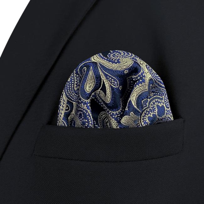 shlax & wing HH3 Blue Geometric Silk Mens Pocket Square Classic Wedding Handkerchief Fashion Novelty Hanky Rebajas de fin de temporada