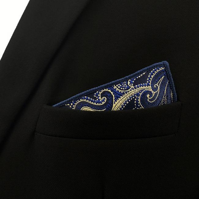 shlax & wing HH3 Blue Geometric Silk Mens Pocket Square Classic Wedding Handkerchief Fashion Novelty Hanky Rebajas de fin de temporada
