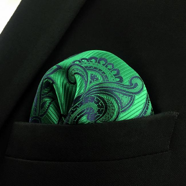 shlax & wing EH5 Green Paisley Silk Mens Pocket Square Wedding Fashion Handkerchief Novelty Groom Accessory Hanky Precio ultrabajo
