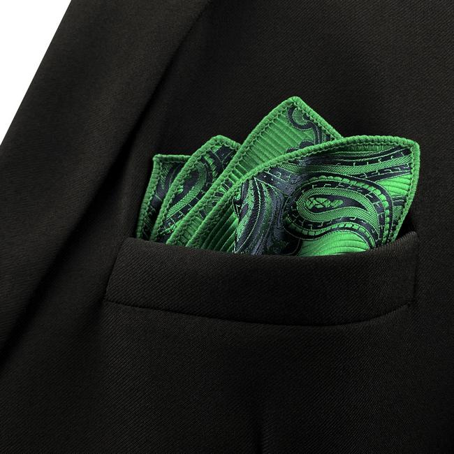 shlax & wing EH5 Green Paisley Silk Mens Pocket Square Wedding Fashion Handkerchief Novelty Groom Accessory Hanky Precio ultrabajo