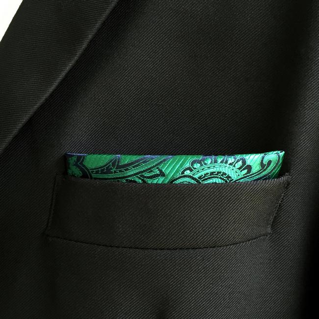 shlax & wing EH5 Green Paisley Silk Mens Pocket Square Wedding Fashion Handkerchief Novelty Groom Accessory Hanky Precio ultrabajo