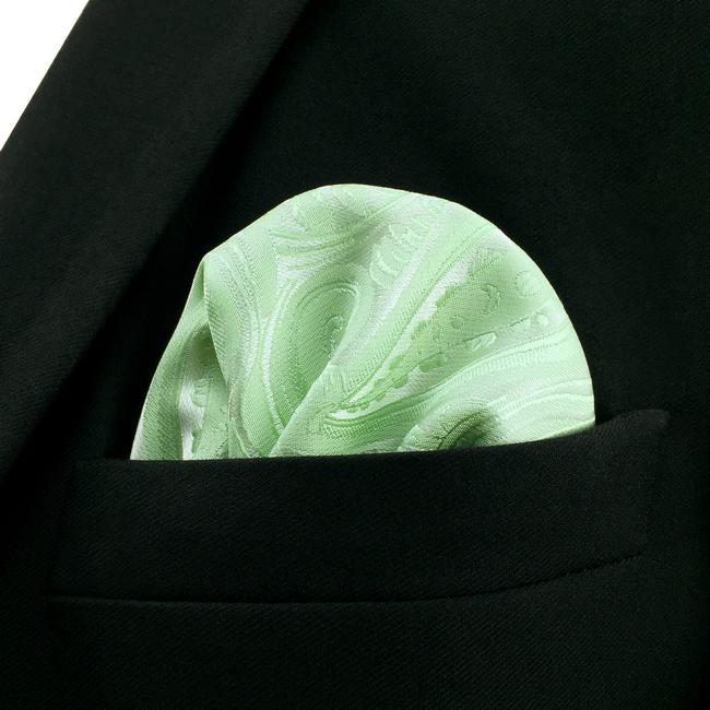 shlax & wing EH6 Light Green Paisley Silk Mens Pocket Square Groom Accessory Fashion Handkerchief Classic Hanky Devoluciones gratuitas