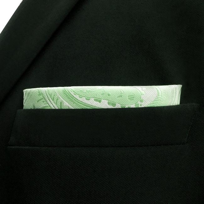 shlax & wing EH6 Light Green Paisley Silk Mens Pocket Square Groom Accessory Fashion Handkerchief Classic Hanky Devoluciones gratuitas