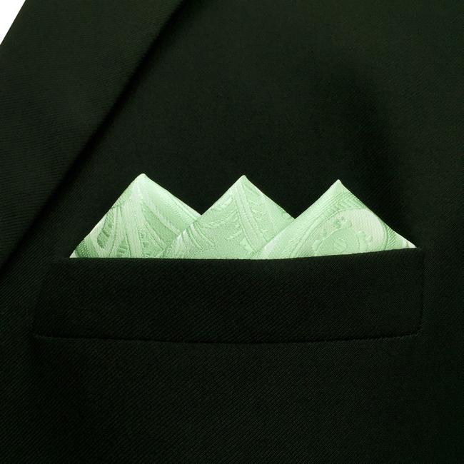 shlax & wing EH6 Light Green Paisley Silk Mens Pocket Square Groom Accessory Fashion Handkerchief Classic Hanky Devoluciones gratuitas