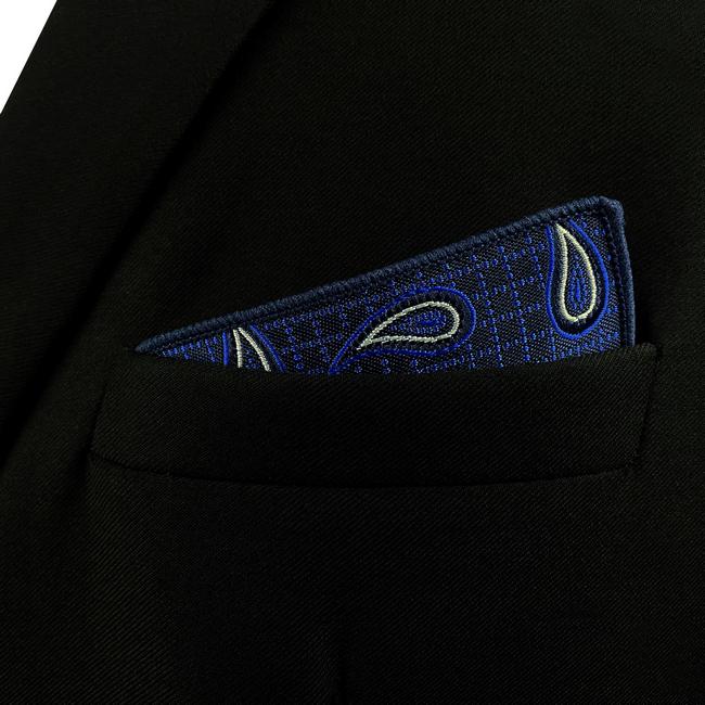shlax & wing HH7 Blue Paisley Mens Pocket Square Silk Fashion Handkerchief Classic Dress Hanky Groom En línea