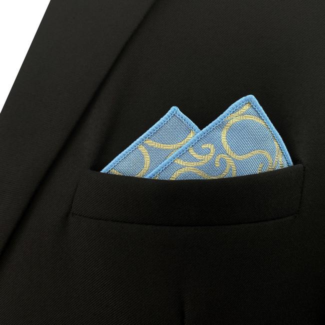 shlax & wing EH9 Paisley Azure Yellow Silk Mens Pocket Square Wedding Classic Handkerchief Classic Novelty Hanky Rebajas