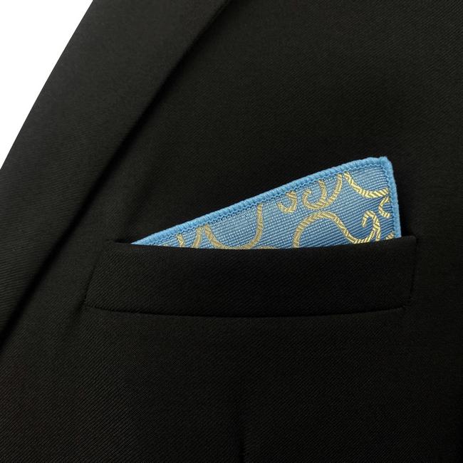 shlax & wing EH9 Paisley Azure Yellow Silk Mens Pocket Square Wedding Classic Handkerchief Classic Novelty Hanky Rebajas