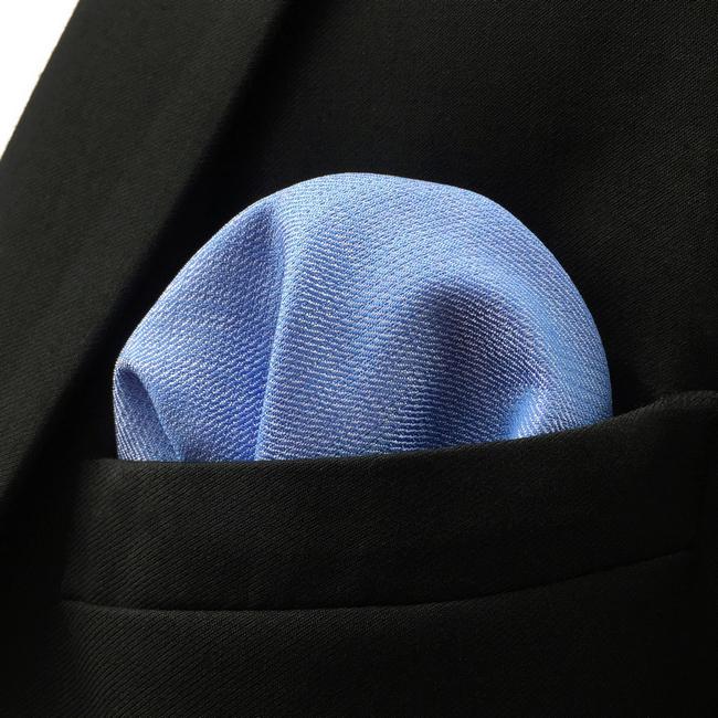 shlax & wing DH34 Light Blue Solid Silk Mens Pocket Square Wedding Brand New Handkerchief Novelty Classic Fashion Hanky Ofertas