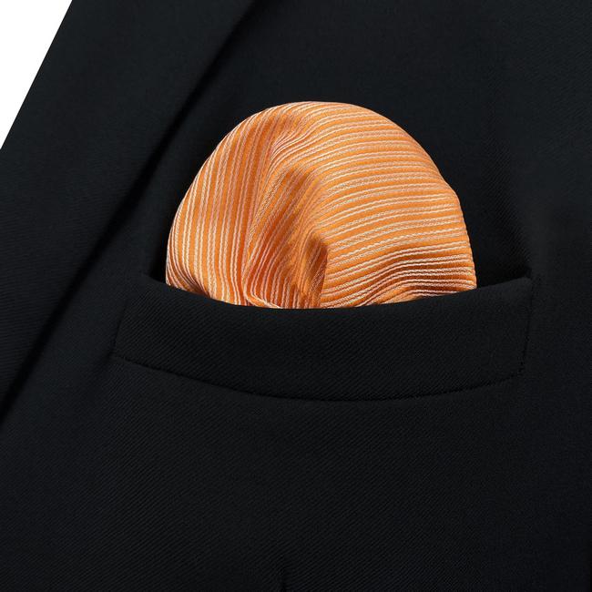 shlax & wing FH19 Orange Striped Silk Mens Pocket Square Wedding Brand New Handkerchief Classic Fashion Hanky Venta caliente