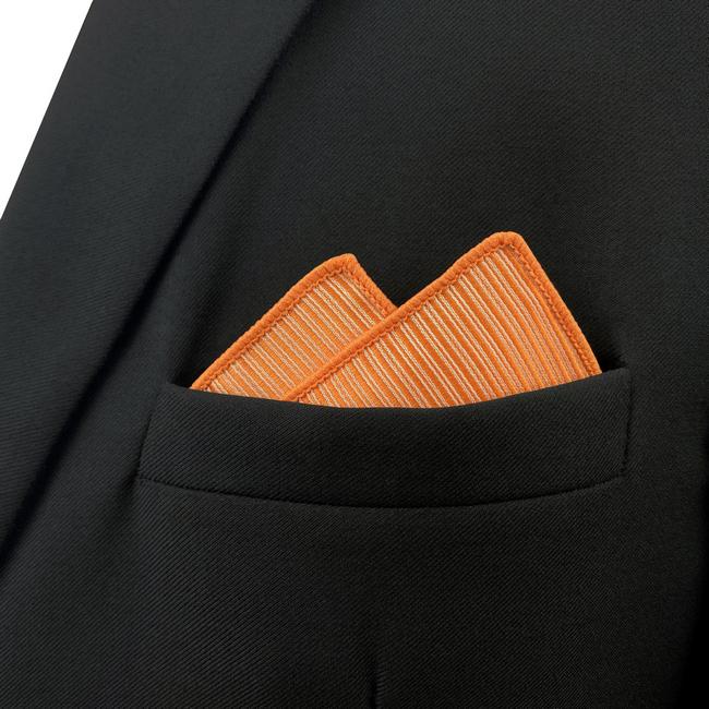 shlax & wing FH19 Orange Striped Silk Mens Pocket Square Wedding Brand New Handkerchief Classic Fashion Hanky Venta caliente
