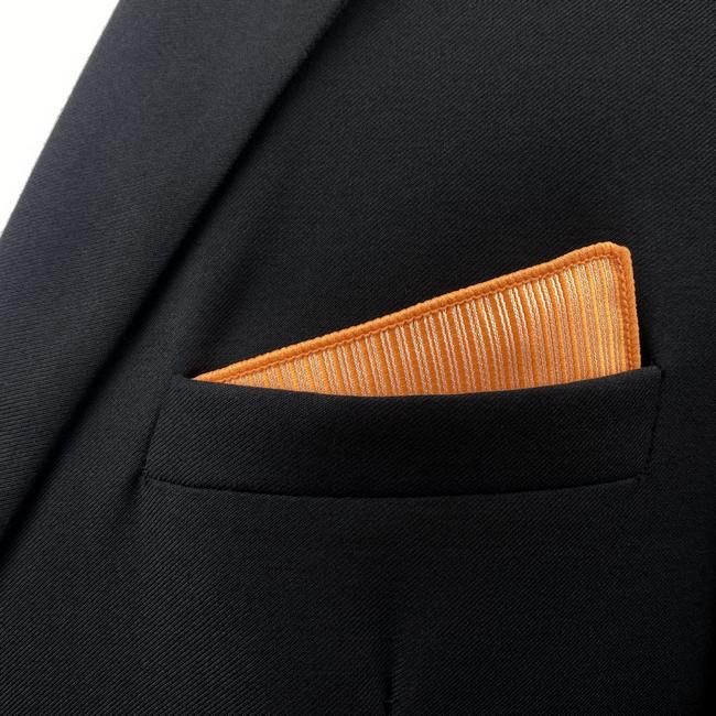 shlax & wing FH19 Orange Striped Silk Mens Pocket Square Wedding Brand New Handkerchief Classic Fashion Hanky Venta caliente