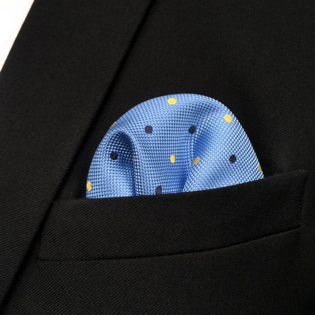 shlax & wing FH21 Light Blue Dots Mens Pocket Square Wedding Brand New Handkerchief Novelty Classic Fashion Hanky Gran oferta