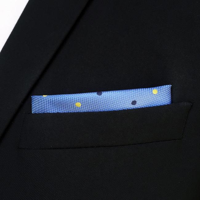 shlax & wing FH21 Light Blue Dots Mens Pocket Square Wedding Brand New Handkerchief Novelty Classic Fashion Hanky Gran oferta