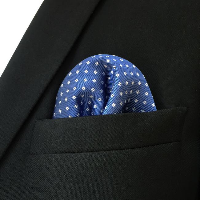 shlax & wing FH6 Blue Polka Dots Mens Pocket Square Wedding Classic Fashion Hanky Rebajas de fábrica