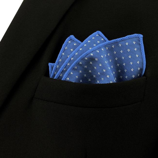shlax & wing FH6 Blue Polka Dots Mens Pocket Square Wedding Classic Fashion Hanky Rebajas de fábrica