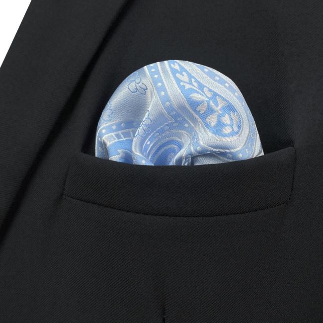 shlax & wing CH9 Blue Paisley Mens Pocket Square Silk Fashion Novelty Handkerchief Classic Groom Dress Hanky Ventas relámpago