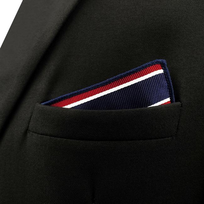 shlax & wing GH04 Blue Red Striped Mens Pocket Square Silk Classic Handkerchief Wedding Accessory Hanky Party Descuento