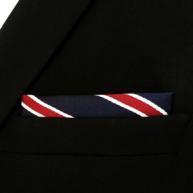shlax & wing GH04 Blue Red Striped Mens Pocket Square Silk Classic Handkerchief Wedding Accessory Hanky Party Descuento