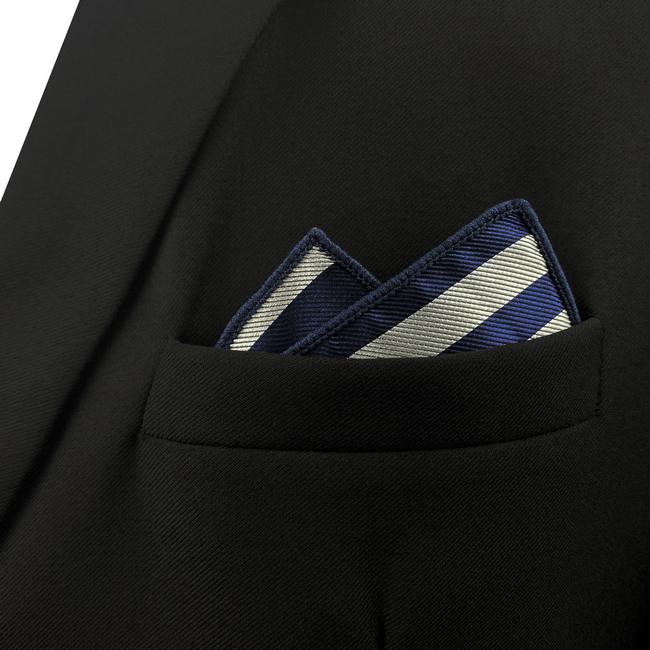 shlax & wing GH09 Gray Blue Striped Mens Pocket Square Silk Classic Fashion Handkerchief Gift Fashion Hanky Tienda