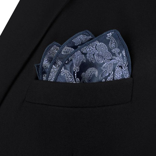 shlax & wing AH94 Blue Geometric Silk Mens Pocket Square Fashion Business Classic Party Hanky Mejor oferta