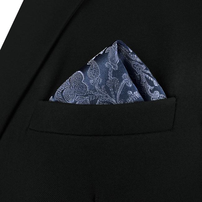 shlax & wing AH94 Blue Geometric Silk Mens Pocket Square Fashion Business Classic Party Hanky Mejor oferta