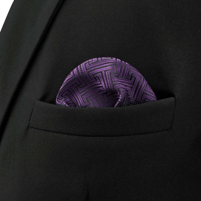 shlax & wing BH41 Dark Purple Geometric Men’s Pocket Square Accessories Business Rebajas online