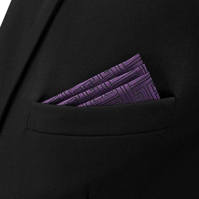 shlax & wing BH41 Dark Purple Geometric Men’s Pocket Square Accessories Business Rebajas online