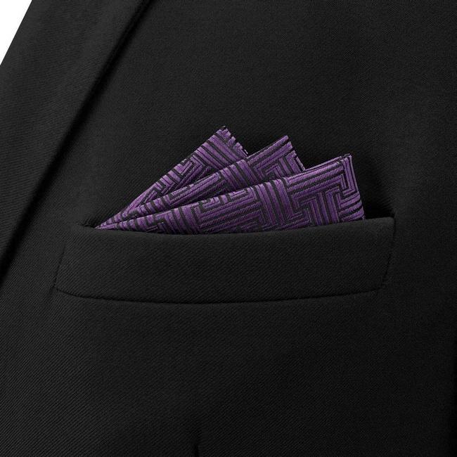 shlax & wing BH41 Dark Purple Geometric Men’s Pocket Square Accessories Business Rebajas online