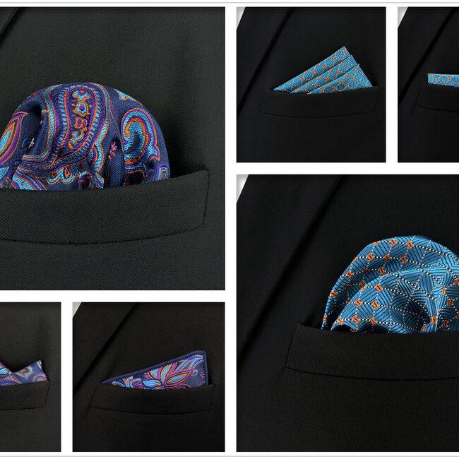 shlax & wing 5 Pieces Mens Pocket Square Set Brand New Gift Classic Acceossories Handkerchiefs 5-24 Último día