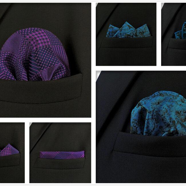 shlax & wing 5 Pieces Mens Pocket Square Set Brand New Gift Classic Acceossories Handkerchiefs 5-24 Último día