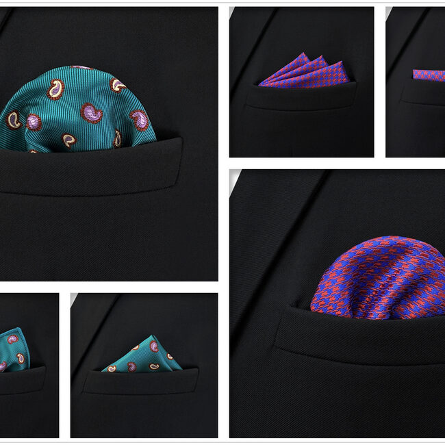 shlax & wing 5 Pieces Mens Pocket Square Set Brand New Gift Classic Acceossories Handkerchiefs Set 5-8 Precio de fábrica
