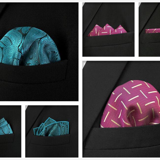 shlax & wing 5 Pieces Mens Pocket Square Set Brand New Gift Classic Acceossories Handkerchiefs Set 5-8 Precio de fábrica