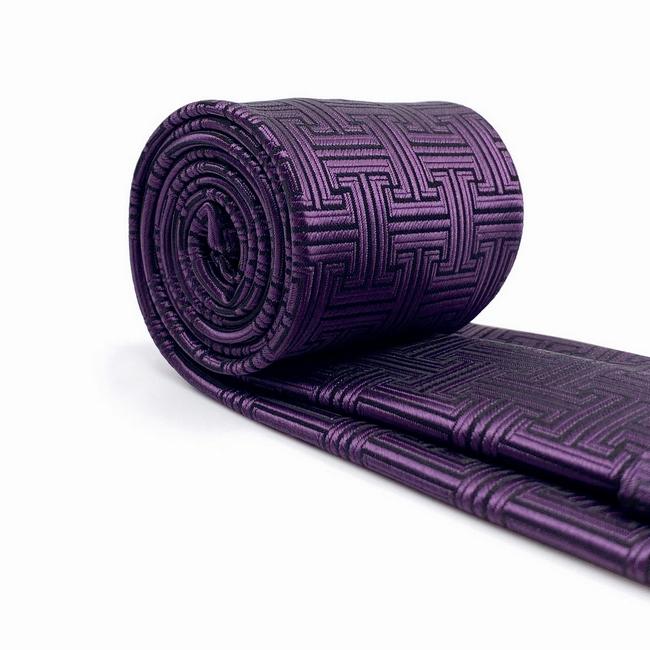 shlax & wing B41 Dark Purple Geometric Men’s Accessories Necktie Set Business Pocket Square Extra Long Size Oferta especial de fábrica