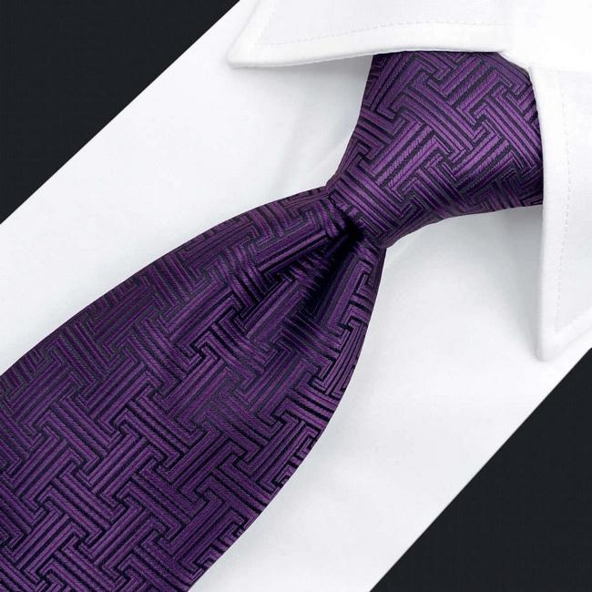 shlax & wing B41 Dark Purple Geometric Men’s Accessories Necktie Set Business Pocket Square Extra Long Size Oferta especial de fábrica