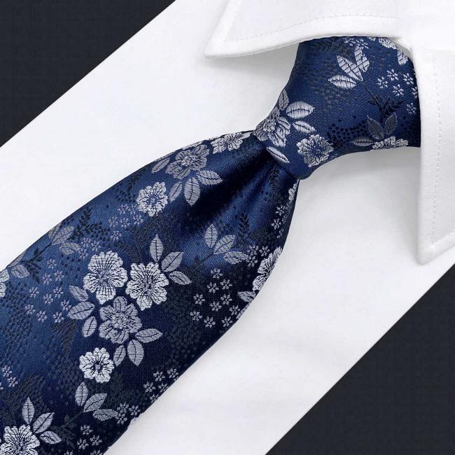 shlax & wing B45 Navy Blue Floral Men’s Accessories Necktie Set Fashion Pocket Square Extra Long Size Grandes descuentos