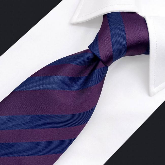 shlax & wing B49 Grape Purple Navy Blue Striped Mens Neckties Pocket Square Set Fashion Party 63″ Classic Skinny Necktie Limitado a 3 días
