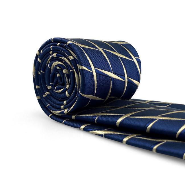 shlax & wing B51 Navy Blue Geometric Mens Neckties Pocket Square Set Fashion Party 63″ Classic Skinny Necktie Precios de Black Friday