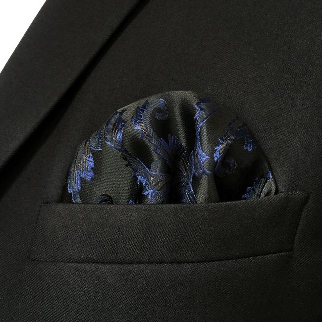 shlax & wing GH14 Navy Blue Geometric Silk Mens Pocket Square Fashion Business Classic Party Hanky En oferta