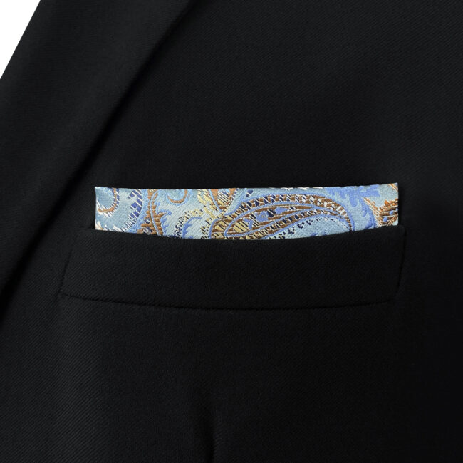 shlax & wing DH9 Blue Paisley Mens Pocket Square Silk Fashion Novelty Handkerchief Classic Groom Dress Hanky Libre de impuestos
