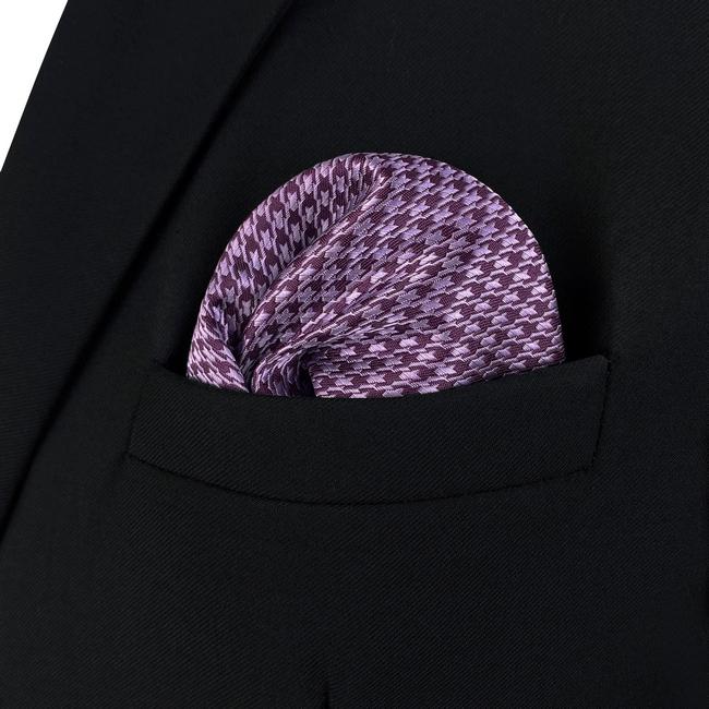 shlax & wing AH90 Purple Houndstooth Mens Pocket Square Jacquard Woven Hanky Business Classic Wedding Descuentos del mes
