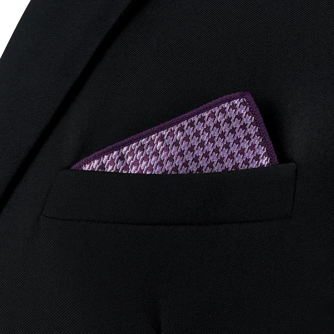 shlax & wing AH90 Purple Houndstooth Mens Pocket Square Jacquard Woven Hanky Business Classic Wedding Descuentos del mes